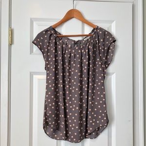 LC Lauren Conrad Polka Dot Pleated Blouse